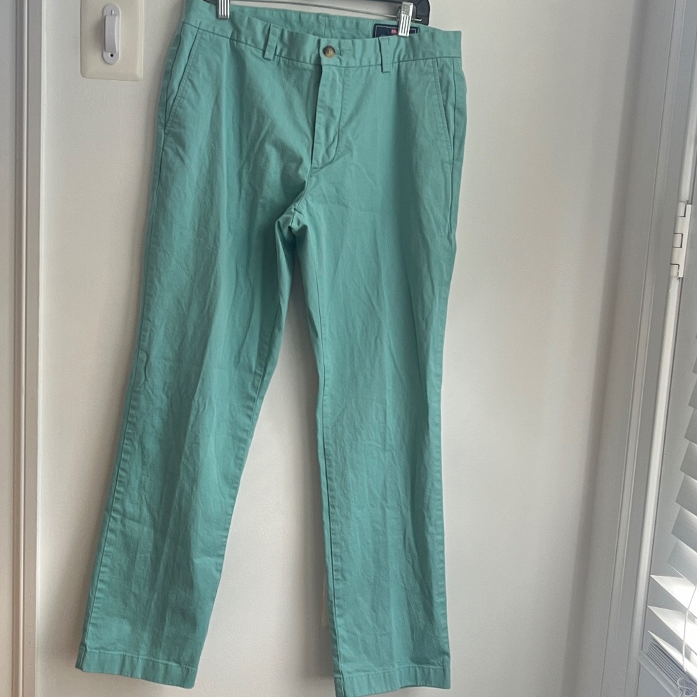 Vineyard Vines Men's Chino Club Pants Green Shep & Ian Flat Front Size 33x32